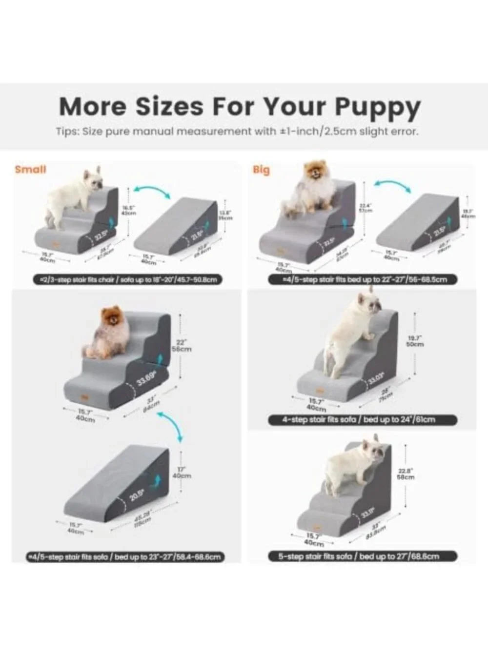 Transformable 3-Step Dog Stairs & Ramp for Small Dogs, Non-Slip Waterproof Cover